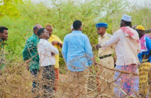 Sawiro;-Guddoomiyaha Degmada Wanlaweyn ahna Duqa Magaalada IyoTaliyaha Saldhigga Booliska Degmada, iyo Taliyaha Boliiska Gaar ah, ayaa kormeer ku tagay dhul beereed ay ku muransanayan laba beelood