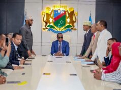 Sawiro;-Guddoomiyaha Baarlamaanka Koonfur Galbeed oo ka qeybgalay dhaarinta Wasiirrada cusub