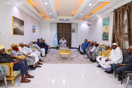 Sawiro;-Guddoomiye Aadan Madoobe oo Muqdisho kula kulmay Odayaal & Waxgarad kasoo jeeda DG Koofur Galbeed