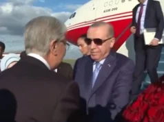 Turkish President Recep Tayyip Erdogan arrives in Kazakhstan to attend the Turkic summit.