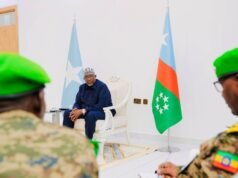 Sawiro;-Madaxweynaha Koonfur Galbeed oo Baydhabo kula kulmay Taliyaha Qaybta Saddexaad ee Ciidanka Nabad Ilaalinta Soomaaliya